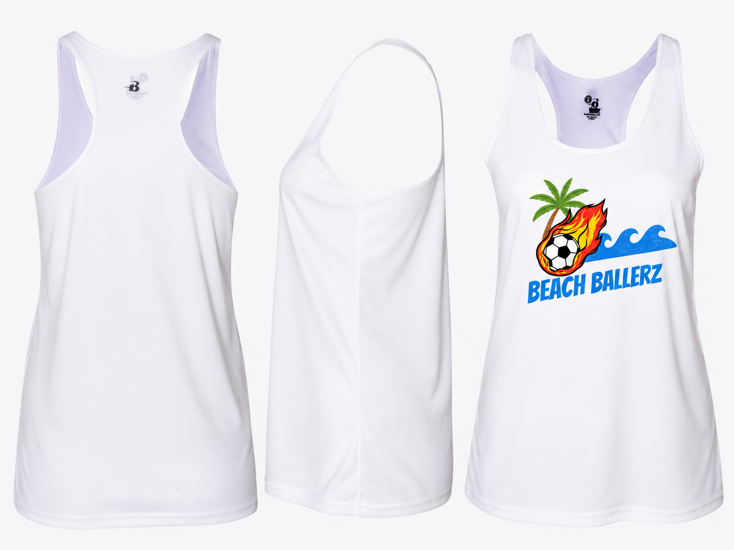 Beech Ballerz White Racer Back Tank