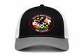 Black Grey and White Trucker