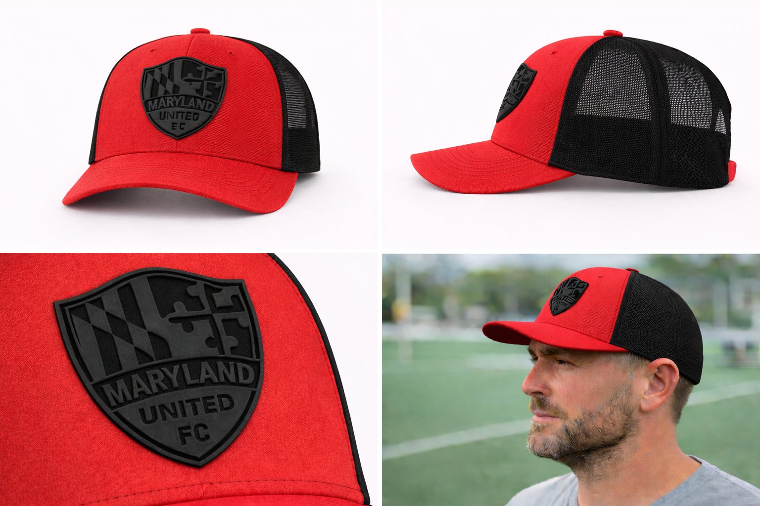 Maryland United Black Leather on Red and Black Hat